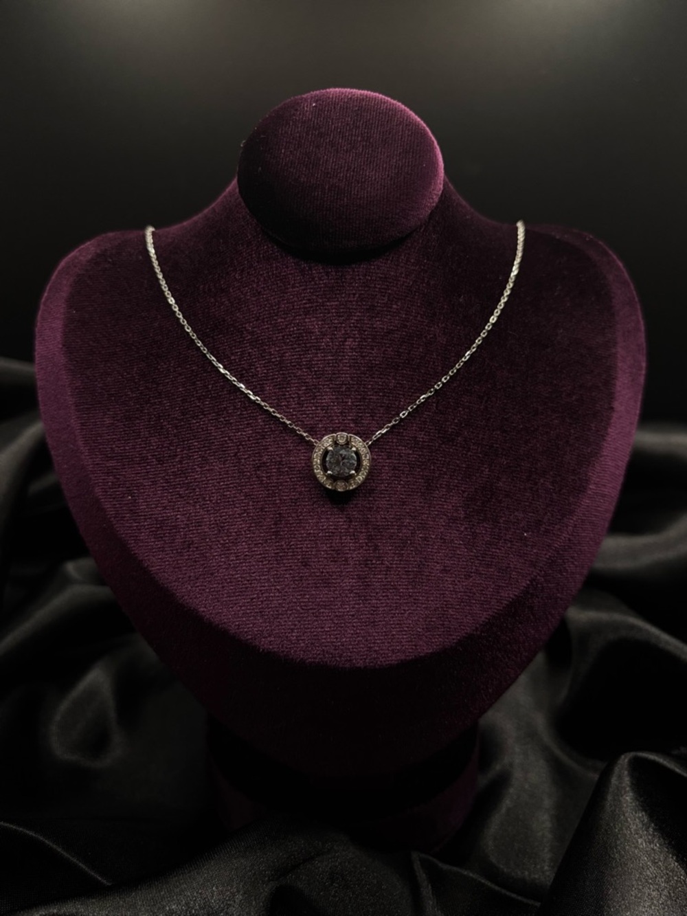 S925 Sterling Silver Halo Necklace Dainty Circle Pendant - Picture 2 of 7